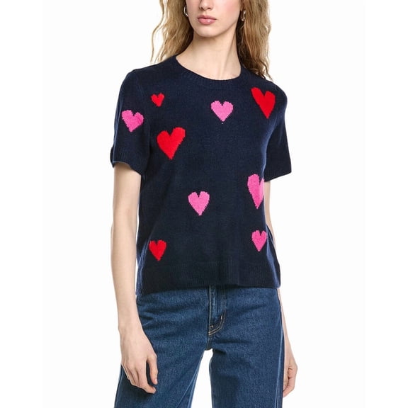 CeCe womens All Over Heart Sweater, xs, Navy