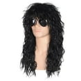 thumbnail image 3 of Men’s 80s Style Long Black Curly Hair Wig Glam Rock-Rocker Wig Perfect for Halloween, Cosplay, DIY Themed Costume Party, 3 of 6
