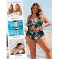 thumbnail image 3 of Set de bikini Hanna Nikole Push Up Tummy Control verde oscuro y rosa, 3 of 5