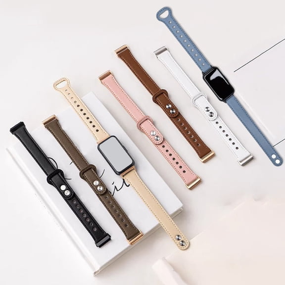 Minimalist Double Buckle PU Material Strap For Smart Bracelets Original Design Card Clasp Wristband