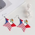 thumbnail image 5 of Leather Earrings Dangle For Women Peru America Flag Trendy Star Earrings Lightweight Fashion, 5 of 6