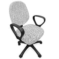 thumbnail image 1 of Floral Office Chair Slipcover, Abstract Layout Curlicue Style Motifs Floral Ornaments Illustration Pattern, Stretch Decorative Fabric Cover, Standard Size, Pale Grey and White, by Ambesonne, 1 of 5