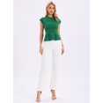 thumbnail image 4 of DARING DIVA Women's Peplum Cap Sleeve Crew Neck Business Work Blouse Tops XL Deep Green, 4 of 6
