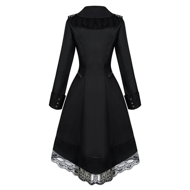 Htigea Women's Tuxedo Jackets Gothic V Neck Lace Coat Medieval