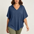 thumbnail image 2 of fatyb Womens Short Sleeve Hoodies V Neck Drawstring Pullover Tops Lightweight Summer Shirts with Hood, 2 of 7