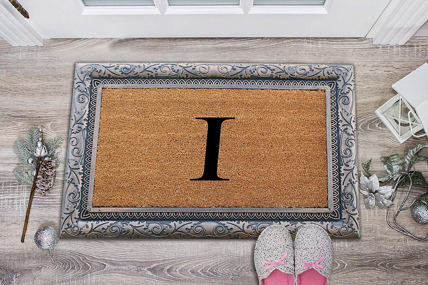 A1HC First Impression Rubber and Coir Albena 24" X 36" Bronze Finished Heavy Duty Monogrammed Doormat