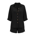thumbnail image 5 of Neewe Women's Linen Shorts Sets 2 Piece Summer Short Sleeve Top and Shorts Sweatsuit Set Daily Outfits, 5 of 8