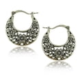 thumbnail image 6 of Silver Tribal look Filigree Hoop Earrings For World Traveller, 6 of 6
