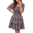 thumbnail image 1 of Vestido PRETTYGARDEN 2025 Floral con Escote Cuadrado para Verano Talla S, 1 of 6