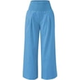 thumbnail image 6 of Tummy Control Women High Waisted Lounge Pants Casual Wide Leg Boho Trouser Summer Drawstring Sweatpants with Pocket, 6 of 6