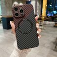 thumbnail image 1 of Magnetic Carbon Fiber Texture Fine Hole Camera Protection Phone Case For iPhone 16 15 14 Plus 13 12 11 Pro Max Shockproof Cover 2 For iPhone 12 ProMax, 1 of 6
