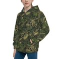 thumbnail image 2 of KLL Unisex Kids Boys Girls Hooded Pocket Pullover Hoodies-Green Camouflage Skull, 2 of 5