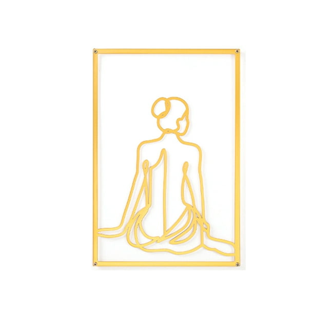 Matsuzay Decoración nórdica Línea femenina moderna Adorno de pared Dibujo Silueta Adorno para el hogar Sala de estar Decoración para el hogar Decoración del hogar Oro Atrás Matsuzay HA080027-04