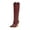 Red, variant on jsaierl Womens Wedges Pointed Toe Boots Knee High Side Zipper Chunky Heel Stretch Winter Boots Western Cowboy Boots