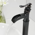 thumbnail image 2 of Oil Rubbed Bronze Bathroom Sink Faucet 1Handle Tall Waterfall Vessel Mixer Drain, 2 of 12