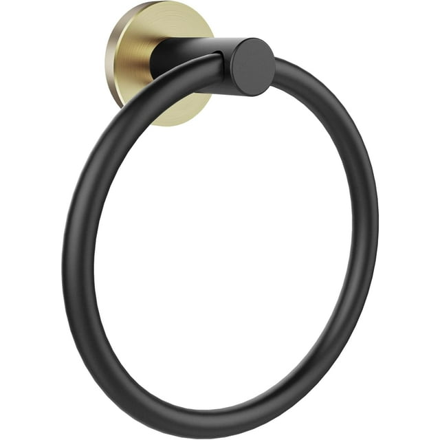 SetSail Porte-Serviette pour Mur de Salle de Bain, Anneau à Serviette à Visser en Acier Inoxydable 304, Support de Serviette Robuste pour Salle de Bain, Noir et Or