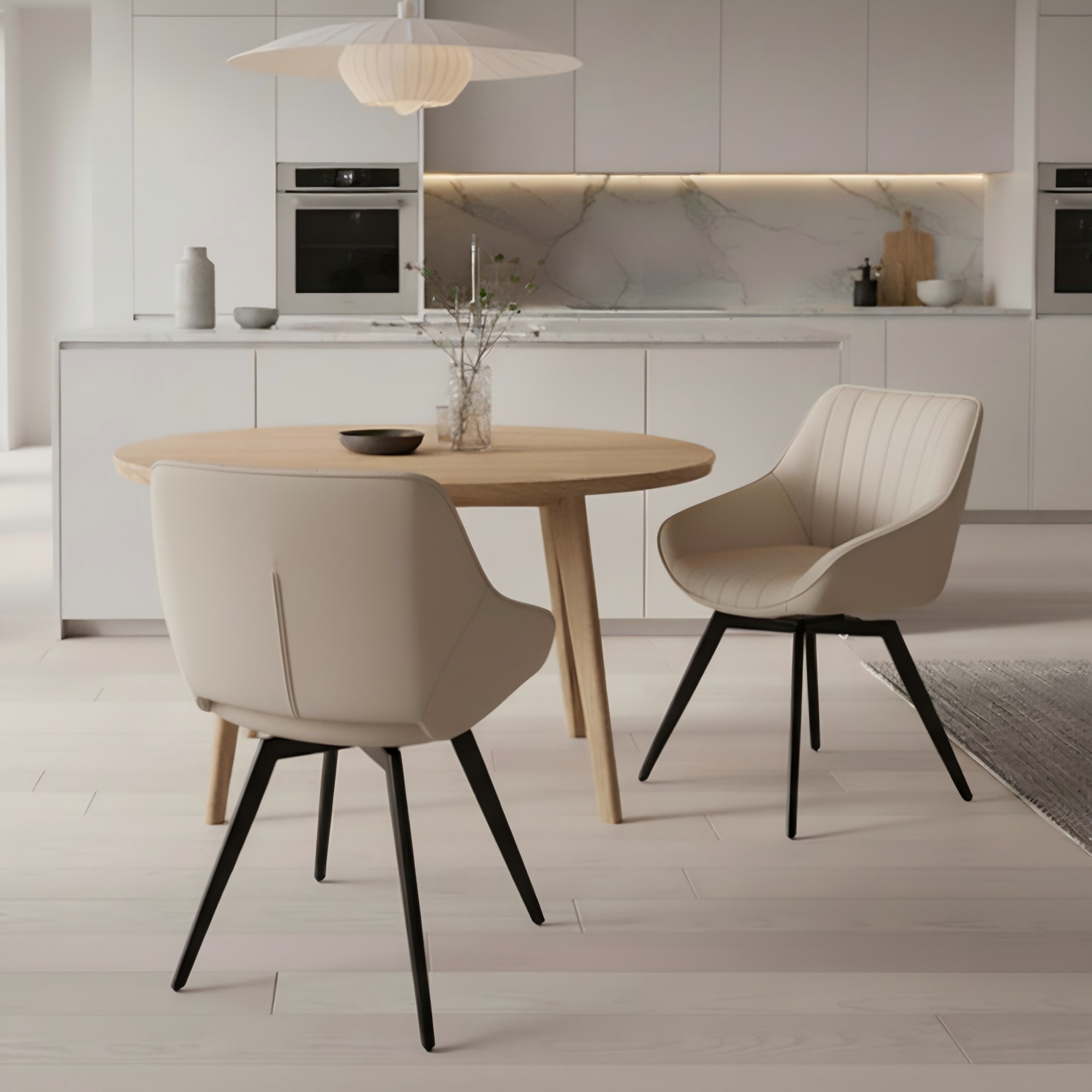 CasaGlajore Set of 2 Modern Swivel Dining Chairs with Black Metal Base – Faux Leather Upholstered, Ergonomic Kitchen & Living Room Seating