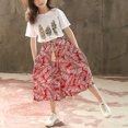 thumbnail image 7 of Gyratedream Summer Kids Girls 2PCS Set Clothes Short Sleeve T-shirt + High Waist Pleated Pants Wide Leg Elastic Toddler Baby Girl, 7 of 7