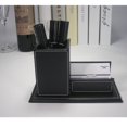 thumbnail image 5 of Kingfom Organizador De Escritorio De Cuero Pu Y Accesorios Portalápices Para Escritorio Con Soporte Para Tarjetas De Visita Colección De Suministros De Oficina Escolar Caddy Negro, 5 of 5