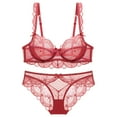 thumbnail image 4 of Front Closure Bras for Women Plus Size Wireless Underwear Comfortable V Neck Push Up Full Coverage Lingerie Everyday Bra,Pink,48 C, 4 of 4