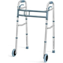 Walkers for Seniors - Aluminum Lightweight Walker with Wheels – Adjustable Walker Width and Height, Folding Walker with Arm Support Walker for Elderly Handicapped Disabled and 2 Wheels