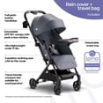 thumbnail image 2 of Mompush Lithe V2 Lightweight Stroller + Snack Tray, Ultra-Compact Fold & Airplane Ready Travel Stroller, Near Flat Recline Seat, Cup Holder, Raincover & Travelbag Included, 2 of 5