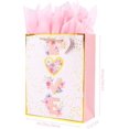 12.6 Large Gold Foil Flower Gift Bag Perfect for Birthdays, Mother's