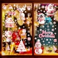 thumbnail image 4 of Merry Christmas Window Clings, Pink Santa Claus Xmas Snowman Flowers Stickers Decals Decor, Winter Snowflakes Holiday Party Home Kitchen Decorations Christmas Window Stickers, 4 of 6