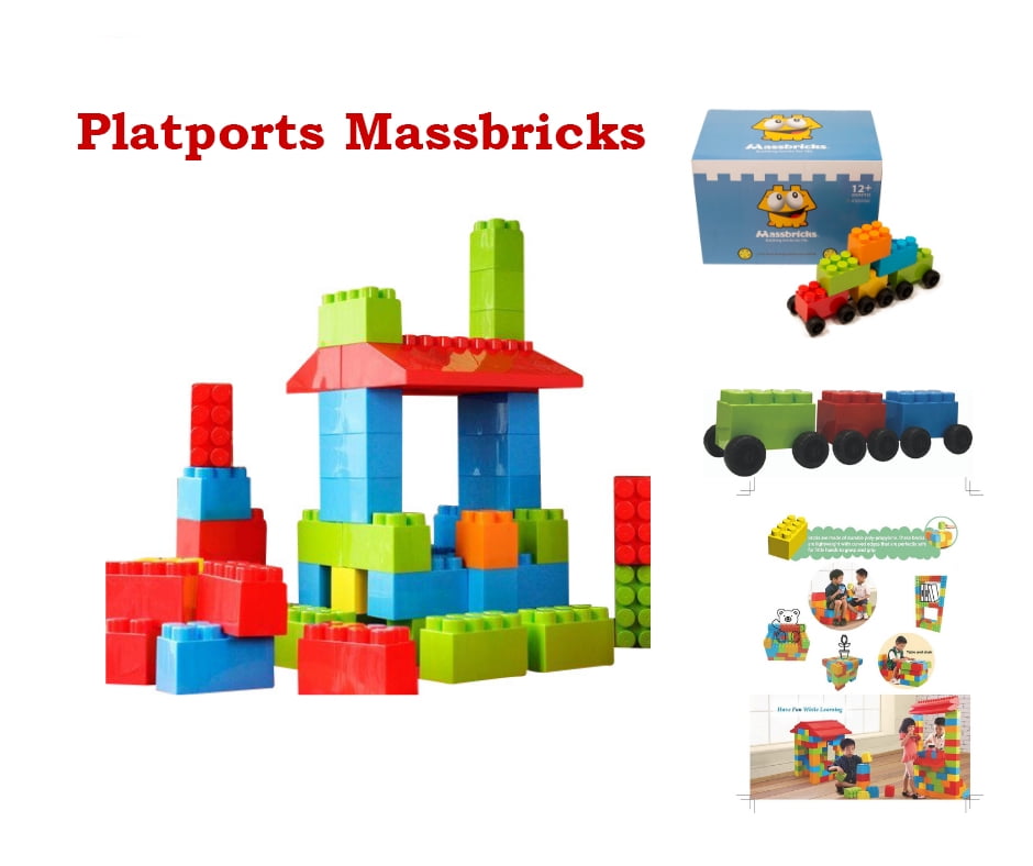 MassBricks Jumbo Plastic Building Blocks, 86 Pieces, Age 1 8, Free