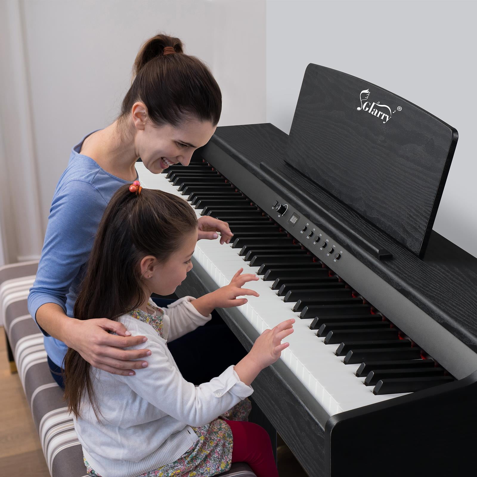 Glarry 88 Key Weighted Action Digital Piano, Electronic Keyboard Piano with Furniture Stand and Triple Pedals for Beginner Kids/Adults Beginner Digital Piano Black