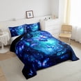 thumbnail image 3 of Feelyou Glitter Blue Butterfly Bedding Comforter Set, Dreamy Jungle Tree Twin Comforter Sets, Fairy Tale Animals Reversible Bedding Set, Luxury Bedroom Decor, 2pcs, 3 of 8