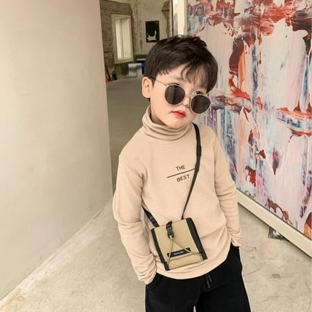 

Fantadool Boys Turtleneck Bottoming Shirt Autumn Clothing Printed Letters Top