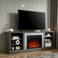 thumbnail image 2 of Tcbosik Fireplace TV Stand for Television up to 75 Inch with Storage, Entertainment Center with Adjustable Shelves, Media Console for Living Room, Grey, 2 of 9
