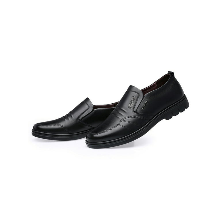 Mens Dress Shoes Slip On Loafers Round Toe Business Glossy Low Top Comfort 8.5 - Walmart.com