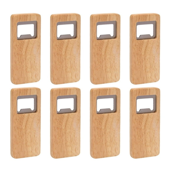 8 Pack Wood Beer Bottle Opener Wooden Handle Corkscrew Stainless Steel Square Openers Bar Kitchen Accesso