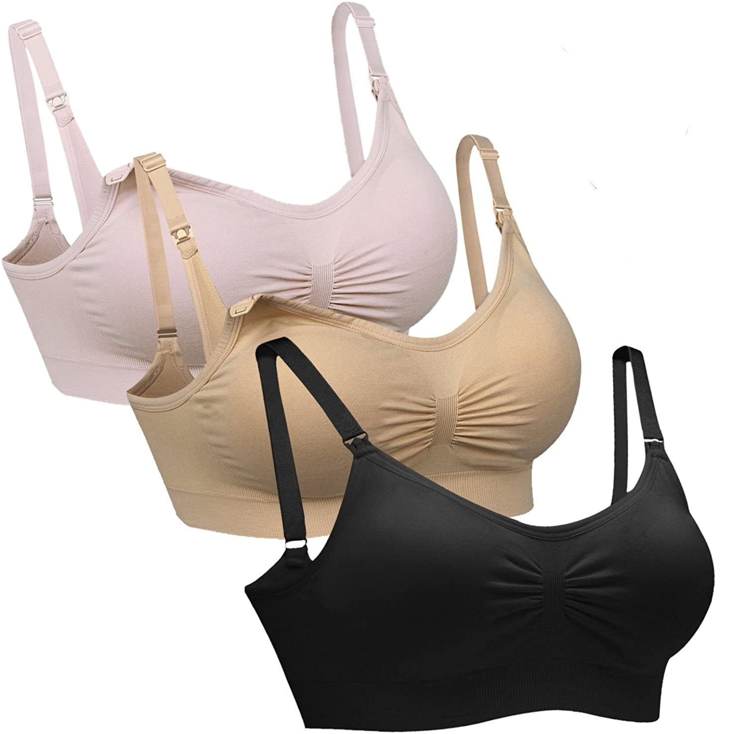 HOFISH Bras & Bra Sets Womens 3Pack Nursing Maternity Bras Nude Pink