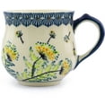 thumbnail image 3 of Polish Pottery Small Bubble Mug (Yellow Dandelions Theme) Hand Painted in Boleslawiec, Poland + Certificate of Authenticity, 3 of 6