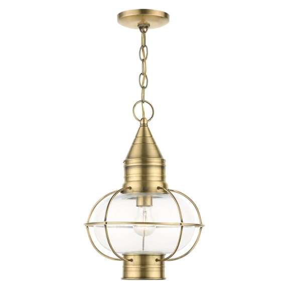 26906-01 Livex Lighting Newburyport - 1 Light Outdoor Pendant Lantern in Bohemian Style - 12 Inches wide by 16.75 Inches high-Antique Brass Finish