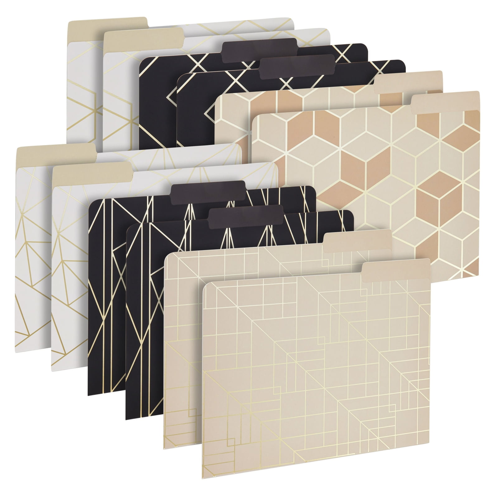 12 Pack File Organizing Folders, Letter Size, 1/3 Cut Tabs, Gold Foil, 9.5 x 11.5 in