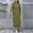 thumbnail image 4 of Bovxnpu Women Long Sleeve Dresses Plus Size Dresses, Plus Size Fall Dresses Knit Hooded Fleece Lined Sweatshirt Dress Casual Long Sleeve Dress for Women Spring Fall Outfits, 4 of 8