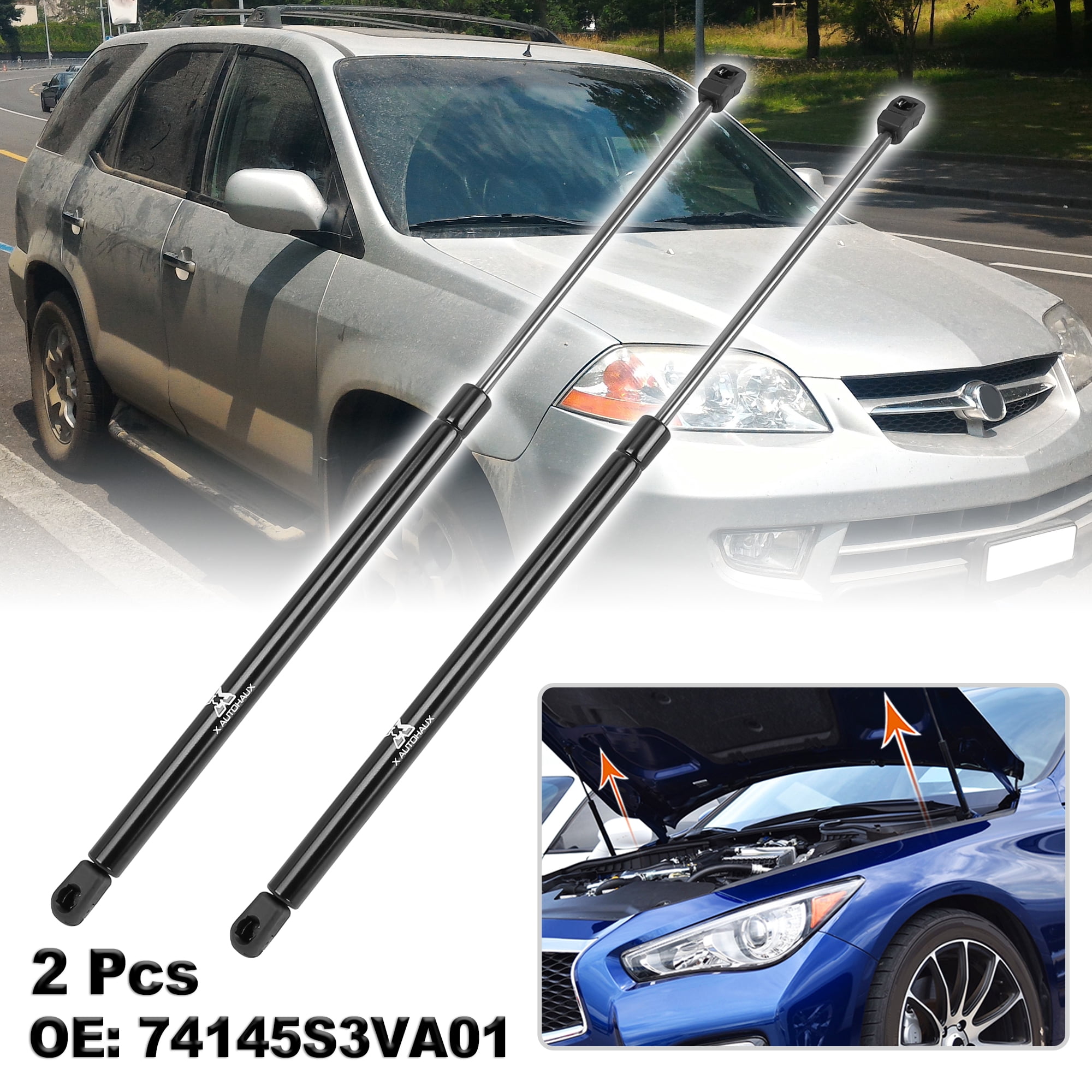 Unique Bargains 2Pcs Front Hood Lift Supports Struts Gas Spring for Acura MDX 2001-2006