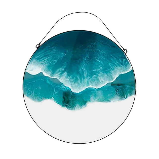 Oceans Wave Wall Hanging High Stained Glass Window Panel Acrylic Production