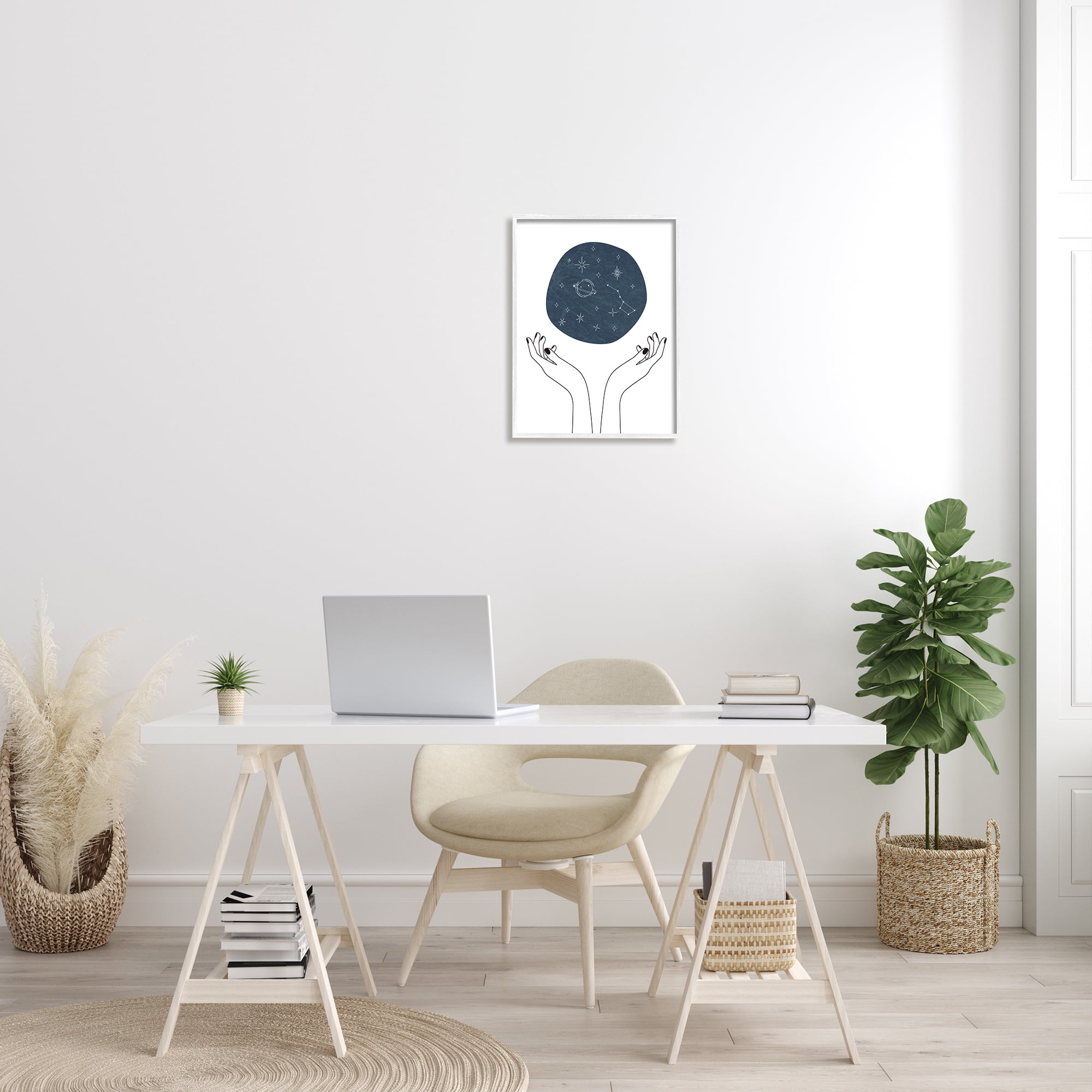 Stupell Industries Hands Holding Galaxy Constellations Minimal Blue, 16 x 20, Designed by JJ Design House LLC