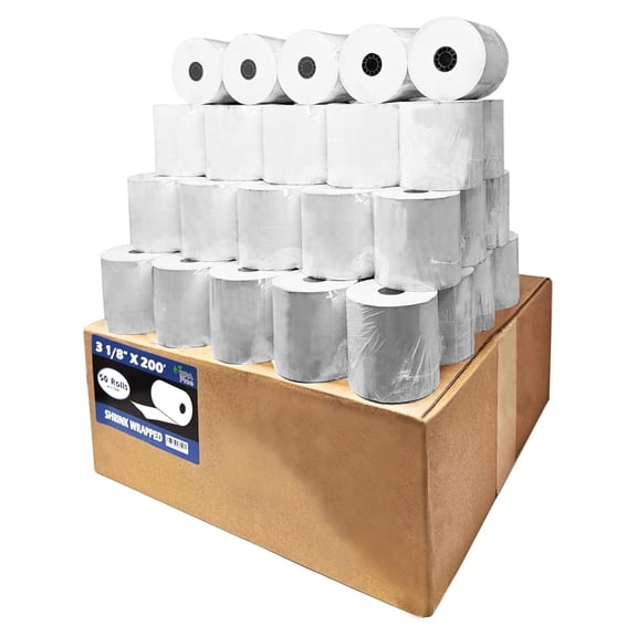 80 GSM Extra Thick Paper (50 Rolls) 3 1/8 x 230 Thermal Paper Receipt Rolls (Heavy Thermal Lenght 200-230ft) fits all Clover POS Cash Register Printers Thermal Paper from