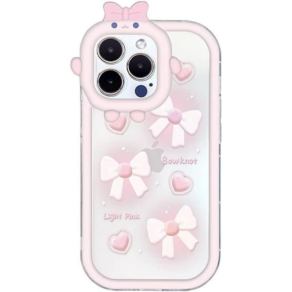 Girly Pink Bow Knots Phone Case with Bow Knot Cutie Camera Frame Lens Protection, Shockproof Soft Case for iPhone 11 Pro Max