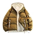 thumbnail image 1 of Men's Solid Color Hooded Zipper Multi-Pocket Cargo Thickened Long Sleeve Parka, 1 of 9
