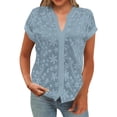 thumbnail image 6 of T Shirts For Women Womens Tops Summer Simple And Casual V Neck Solid Color Shirt Blouse, 6 of 7
