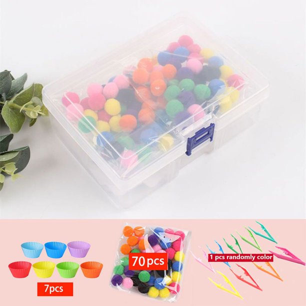 Pompones de conteo de arcoíris para niños de 3 años, taza de clasificación, juguetes sensoriales Montessori, actividades de aprendizaje preescolar, juguetes de matemáticas