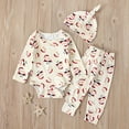 thumbnail image 2 of Edvintorg 3Pcs Baby Christmas Outfit Infant Baby Boys Girls Christmas Santa Cartoon Romper+Pants+Hat Home Outfits 0-2T Baby Clothes New Born Fall Clothes, 2 of 7