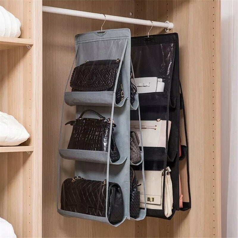 Hanging Handbag Organizer,6 Pocket Shelf Bag Storage Holder Wardrobe Closets 